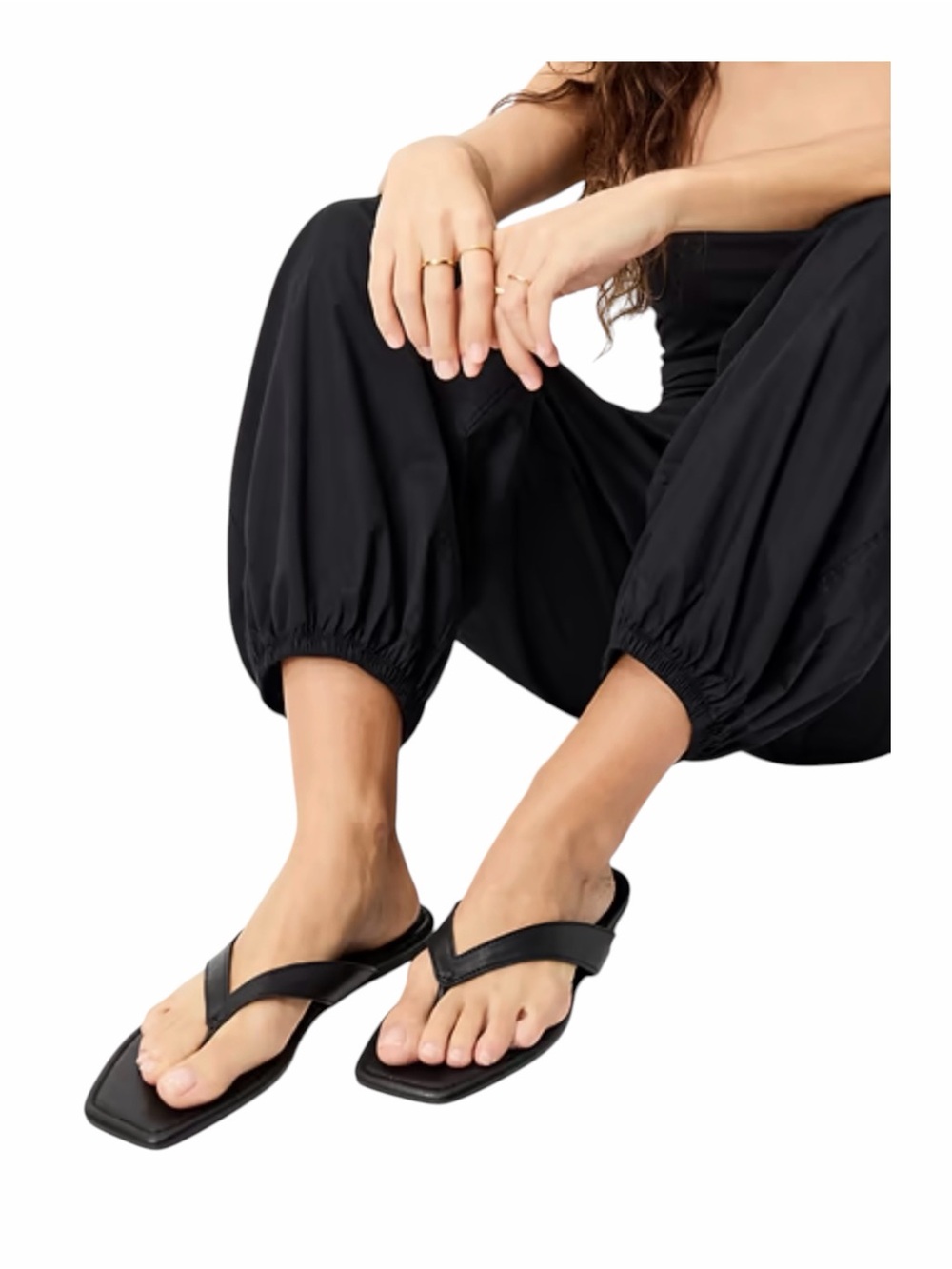 Old Navy Black Square-Toe Thong Sandals NWOT